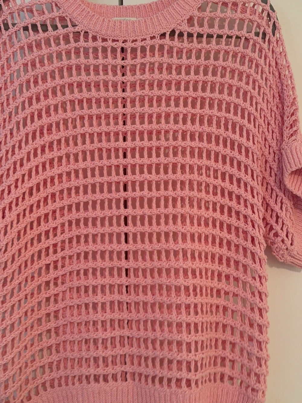 Spartina Open-Knit Short Sleeve Sweater - Pink - Picture 3 of 6